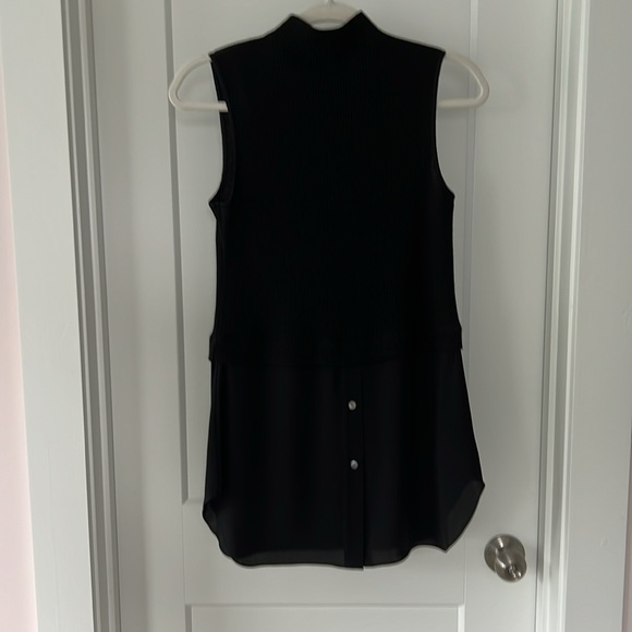Theory sleeveless combo tunic, wool blend on top, silk button down bottom size s - Picture 3 of 10